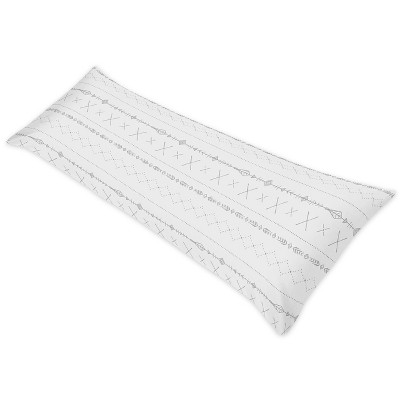 Sweet Jojo Designs Body Pillow Cover (Pillow Not Included) 54in.x20in. Woodland Friends Grey and White
