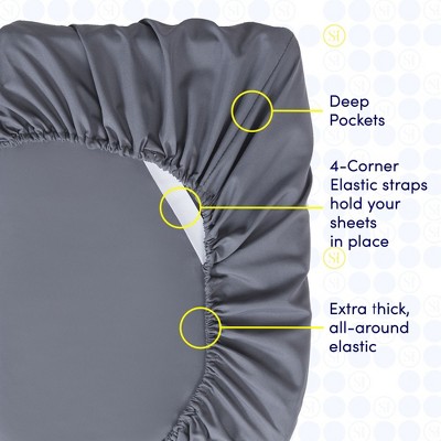 Gray Deep Pocket Microfiber Queen Sheet Set with Extra Pillowcases