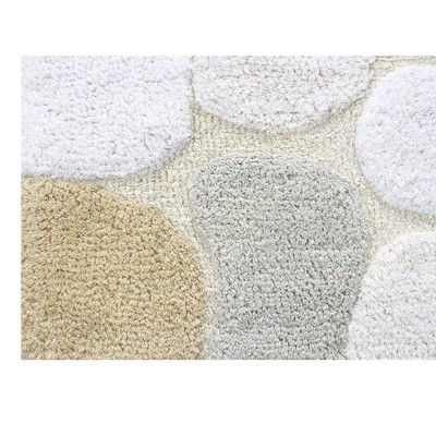 Pebble Pattern Cotton Bath Rug Set in Light Beige