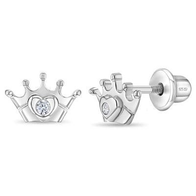thumbnail image 2 of Square Princess Cut Cz 14k Gold Plated 925 Sterling Silver Unisex Stud Screw Back Earrings 2 of 11