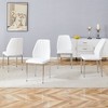 Vynxaria Set of Four White PU Dining Chairs with Silver Metal Legs - 4 of 4