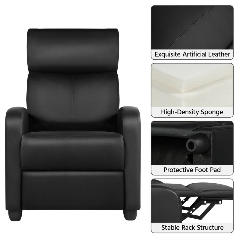 Yaheetech Adjustable Recliner Chair PU Leather Upholstered for Living Room, 4 of 11