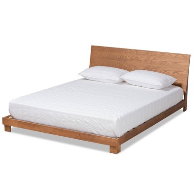 Haines Wood Platform Bed Brown - Baxton Studio