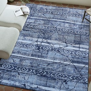 Boho Marble Rugs Washable Area Rug Geometric Distresses Farmhouse Accent Rugs Ultra-Thin Throw Rugs Floor Carpet for Living Room - 1 of 4