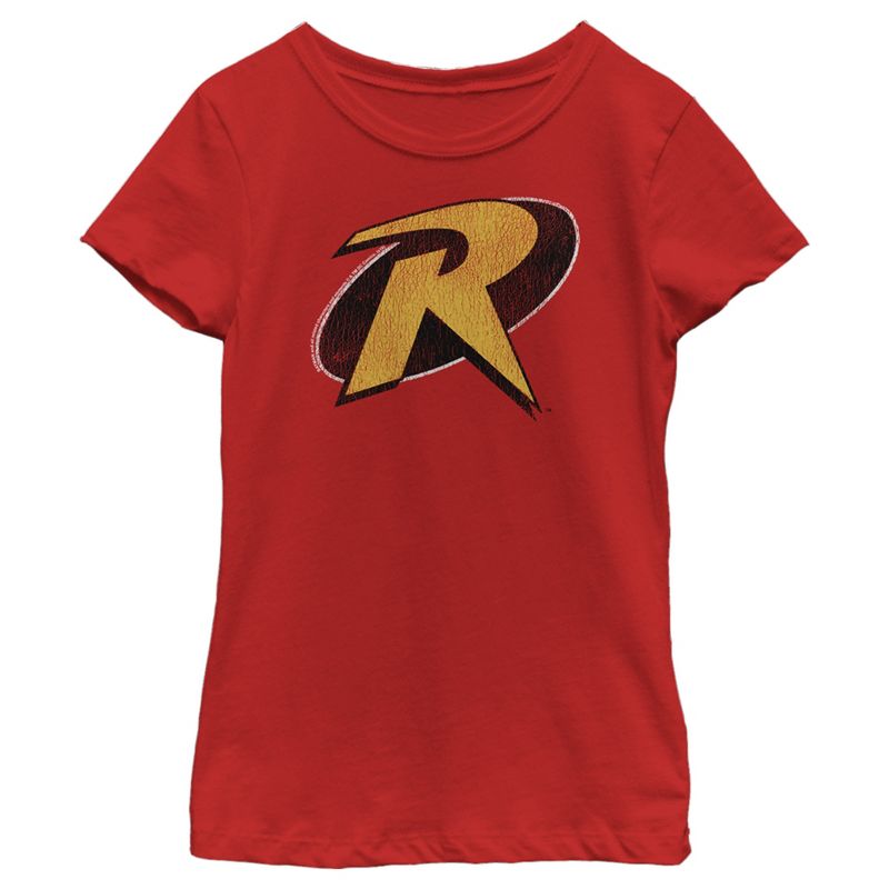 Girl's Batman Distressed Robin Logo T-Shirt, 1 of 6