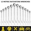 Reversible Ratcheting Wrench Set with Roll Pouch - Combination Metric Sizes for Professional Mechanics - 3 of 4