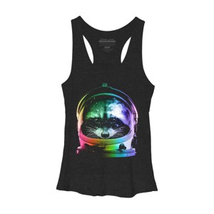 Women's Design By Humans Astronaut Racoon By clingcling Racerback Tank Top - 1 of 3