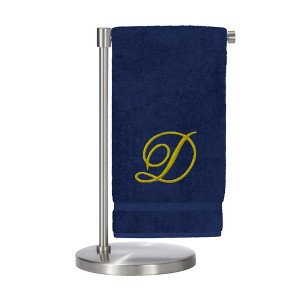 BC BARE COTTON Monogrammed Bath Towel, Personalized Gift, 27 x 54 inches - Set of 1 - Navy - Gold Script - 1 of 4