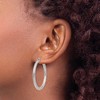 Black Bow Jewelry 3mm x 35mm 14k White Gold Classic Round Hoop Earrings - 3 of 4