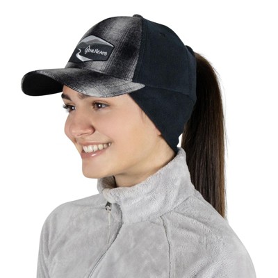 TrailHeads Women’s Ponytail Beanie - Winter Trucker Hat with Drop Down Fleece Ear Warmers