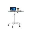 Adjustable Height Tempered Glass Table With 5 Lockable 360° Swivel Casters, Laptop Cart Computer Workstation - 3 of 4