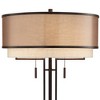 Franklin Iron Works Modern Industrial Table Lamp 27 1/2" Tall with USB Charging Port Oil Rubbed Bronze Double Fabric Shade for Bedroom Living Room - 4 of 4