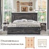 SinCiDo Farmhouse King-Sized Bed Frame 54" Headboard with 2 Large Drawers, Supported By Wooden Strips, No Spring Mattress Required, Noise Free - 4 of 4