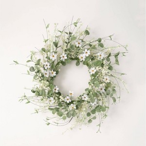 Sullivans Artificial 28" Daisy And Eucalyptus Wreath - 1 of 3