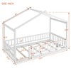 Twin Size Wooden House Bed with Fence for Kids, Teens - 4 of 4