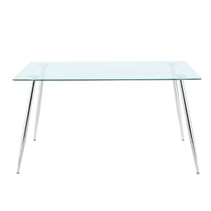 CAVINAS Dining Table Contemporary Rectangle Tempered Glass Dining Table with Metal Legs - 1 of 4