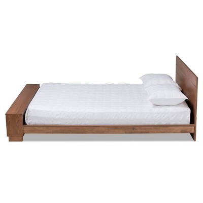 Regina Full Medium Wood Platform Storage Bed with Shelves