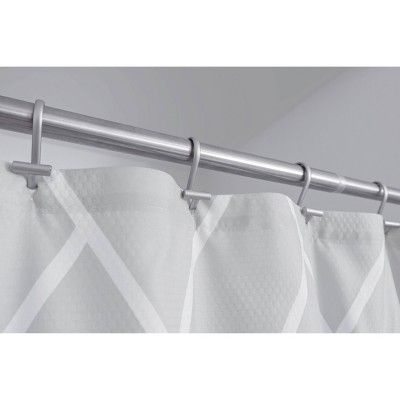 Gray and White Geometric Fabric Bathroom Shower Curtain with Liner