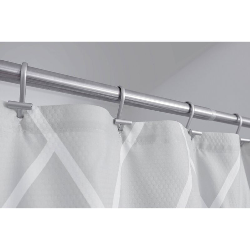 iDESIGN 70&#34;x72&#34;Connected Triangle Fabric Bathroom Shower Curtain Gray, 4 of 7