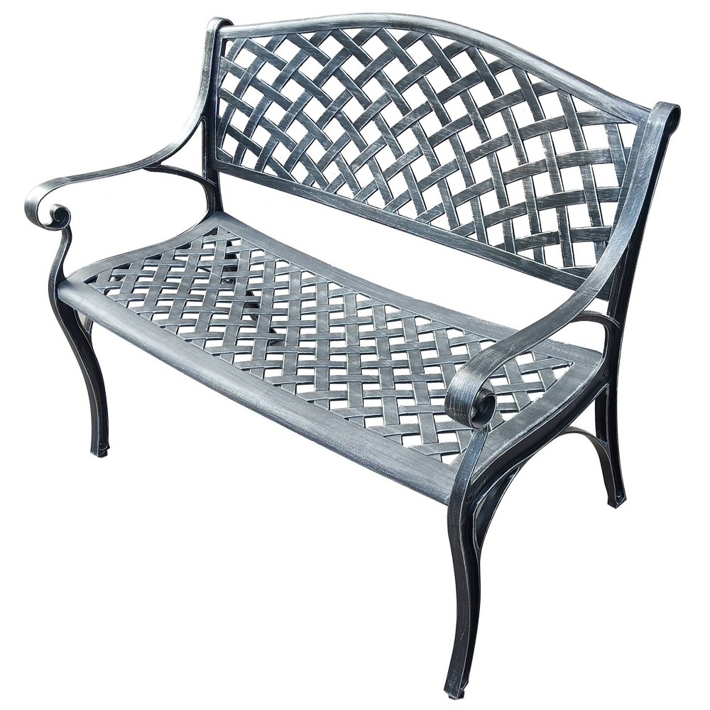 Photos - Garden Furniture Modern Aluminum Patio Bench - Gray - Oakland Living