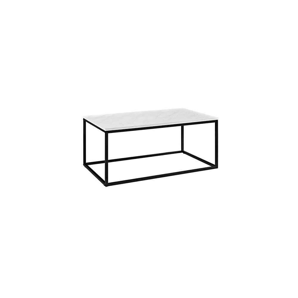 Owen Urban Open Box Frame Coffee Table Faux White Marble - Saracina Home: Chic Black Metal Legs, Modern Design