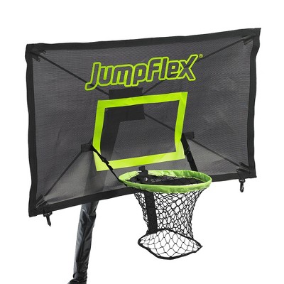 JumpFlex Black and Green Flexible Trampoline Basketball Hoop
