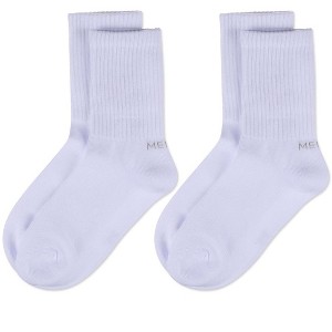 Memoi Women's 2 Pair Pack Thin Ribbed Crew Socks White-White 9-11 - 1 of 4
