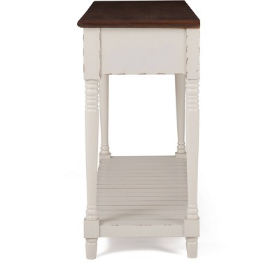 Farmhouse Antique White Wood Console Table with Storage