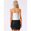 INSPIRE CHIC Women's Summer Sleeveless Off Shoulder Slim Fit Shiny Tube Top - 4 of 4