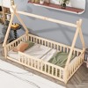 CAVINAS Kids Toddler Bed with Guardrails,Floor Bed with Tent-shaped Design,Twin/Full Size Montessori Bed for Bedroom,White/Brown/Gray/Off-White - 2 of 4