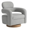 WestinTrends Alexandria Mid-Century Modern Faux Shearling Swivel Barrel Accent Chair (Set of 2) - 4 of 4