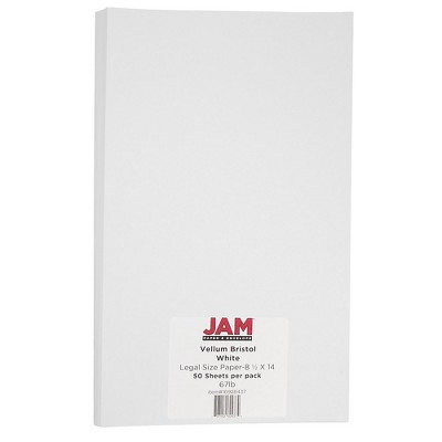 JAM Paper Cardstock Paper 67 lbs 8.5" x 14" White Vellum Bristol 16928437