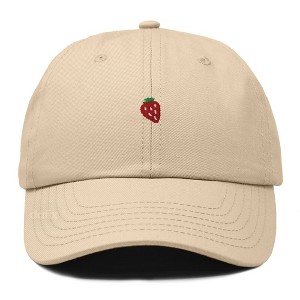 Dalix Lil Strawberry Embroidered Cotton Summer Outdoor Baseball Cap Dad Hat Womens - 1 of 4