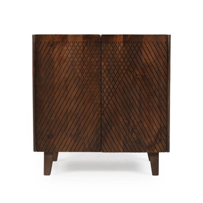 Hostack Wood Sideboard Cabinet with Storage and Fluted Design, Adjustable Shelf for Dining and Living Room, Brown