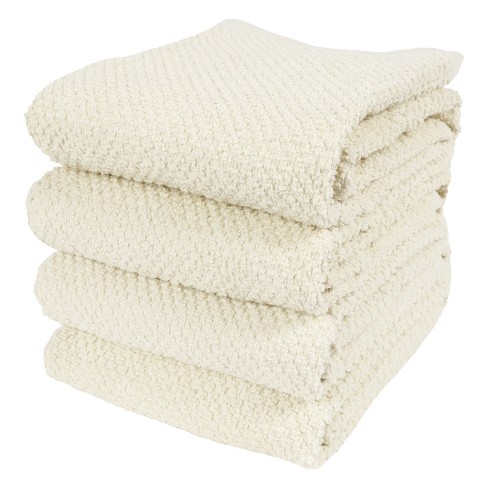 KAF Home Set of 4 Deluxe Popcorn Terry Kitchen Towels | 20 x 30 Inches |  100% Cotton Kitchen Dish Towels (Alabaster)