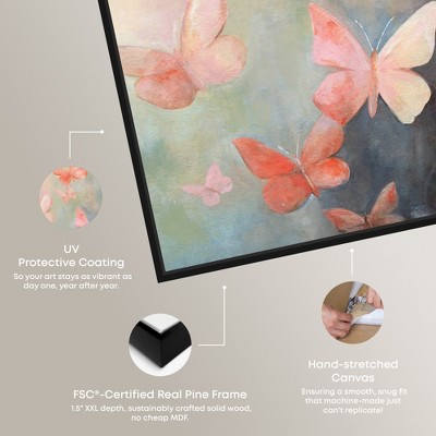 Peaceful Butterflies 46" x 31" Canvas Wall Art with Black Frame