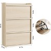 Shoe Cabinet with Flip-Down Doors - Space-Saving Entryway Organizer with Adjustable Shelf, Wooden Shoe Storage - 2 of 4