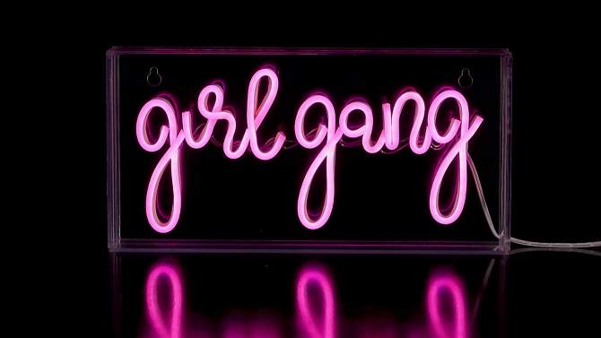 11.88&#34; Girl Gang Contemporary Glam Acrylic Box Pendant (Includes LED Light Bulb) Neon Pink - JONATHAN Y, 2 of 8, play video