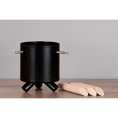 Black Metal and Beech Wood Scandinavian Christmas Tree Stand