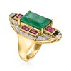 Ross-Simons 9.00 Carat Emerald and 1.15 ct. t.w. Multi-Gemstone Ring in 18kt Gold Over Sterling - 3 of 4