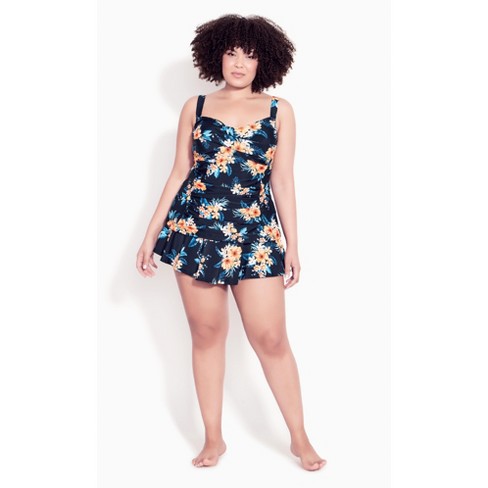 Evans | Women's Plus Size Twist Print Tankini Top - Navy Floral - 32 :  Target