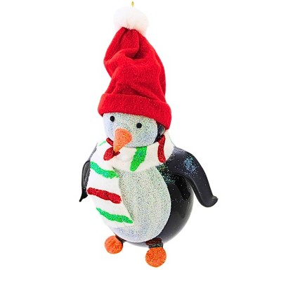 Italian Ornaments 5.25 In Silverbelly Slide Penguin Santa Hat Tree Ornaments