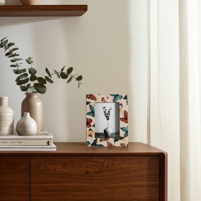 Boho Butterfly Picture Frame - Handcrafted Wood & Resin Photo Frame - Vintage Glam Decor for Living Room, Bedroom, Office