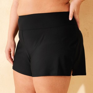 Women's Mid-Rise Swim Boyshorts - Shade & Shore™ Black - 1 of 3