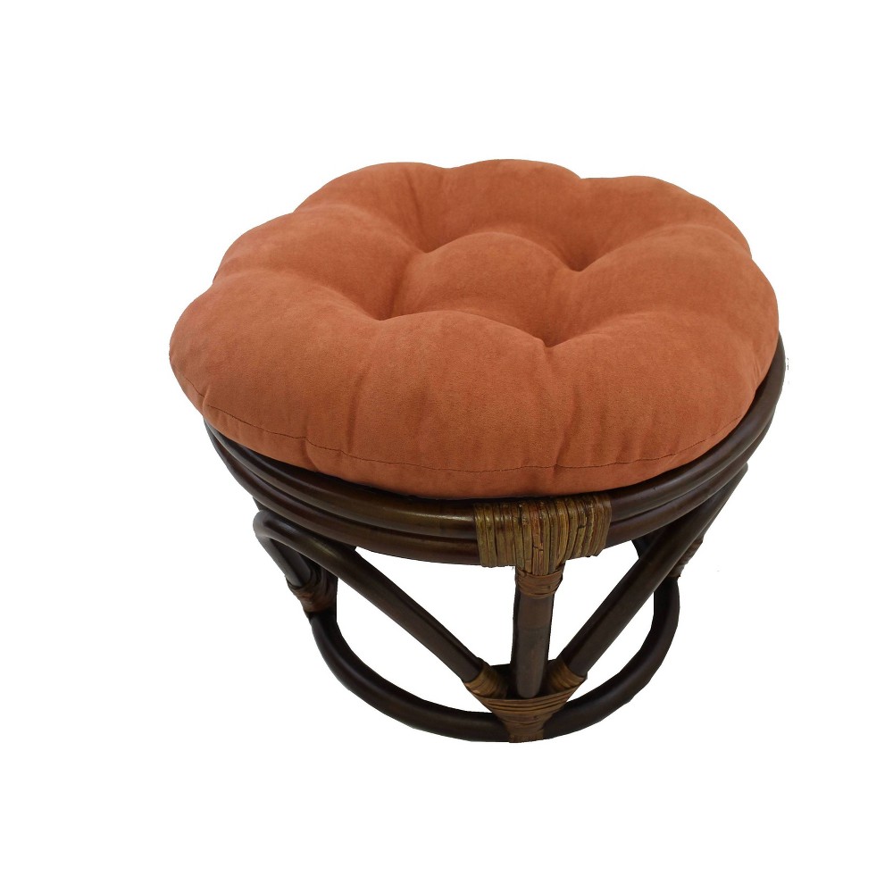 Photos - Pouffe / Bench Rattan Ottoman with Micro Suede Cushion Spice Red - International Caravan