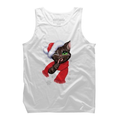 Men's Design By Humans Christmas cat By POLINART Tank Top