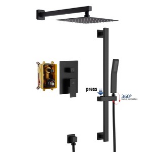 CASAINC 1-Spray Patterns with 10 Inches Wall Mount Dual Shower Heads with Sliding Rod in Spot Resist (Valve Included) - 1 of 4