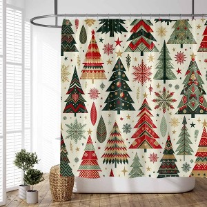 Christmas Tree Shower Curtain,Winter Xmas New Year Decor Fabric Bath Curtains for Bathroom 70.8x70.8 Inch - 1 of 1