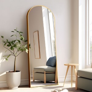 31 in W x 71 in H Black Frame Arch Aluminum Alloy Full Length Mirror Freestanding Mirror - 1 of 4