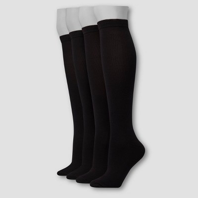 Hanes Premium 4 Pack Women's Extended Size Comfort Soft Lightweight Knee High Socks - Black 8-12